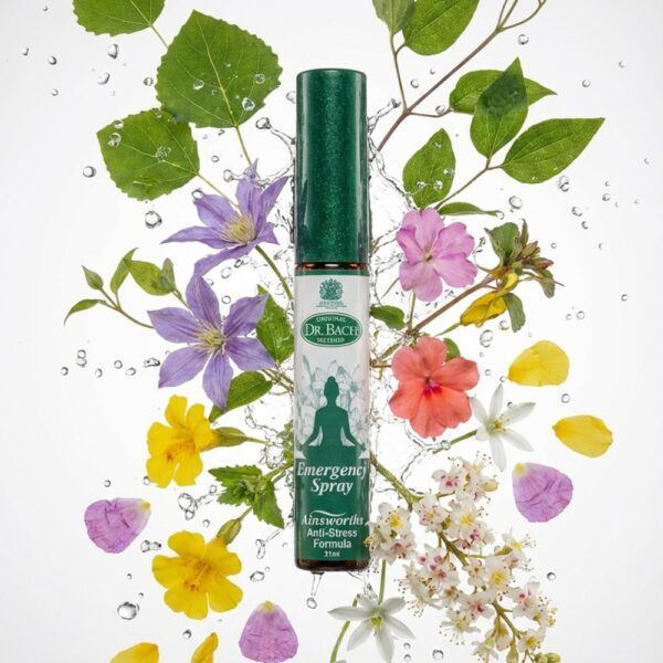 Ainsworthsin Emergency Spray -valmiste sisältää Dr. Bachin alkuperäisen "rescue remedy" -komposition lisäksi huolella valittuja kukkauutteita pelon sekä negatiivisuuden torjumiseksi.