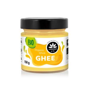 Cosmovedan korkealaatuinen luomu ghee rikastuttaa ruoanlaittoa! Monikäyttöinen ayurvedinen suosikki.