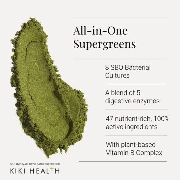 Kiki Nature's Living Superfood -viherjauhe yhdistää 34 huolellisesti valittua kylmäpuristettua ainesosaa.