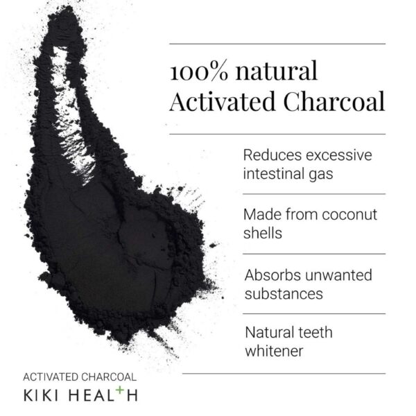 Kiki Health Aktiivihiilijauhe poistaa tehokkaasti epätoivottuja aineita niin sisäisesti kuin ulkoisesti.