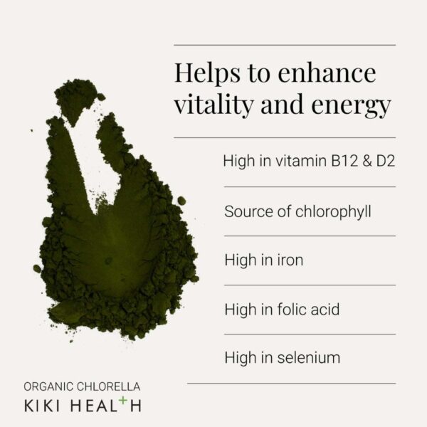 Kiki Health luomulaatuinen chlorella jauhe