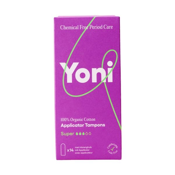 Yoni 100% Luomupuuvilla tamponit asettimella, super