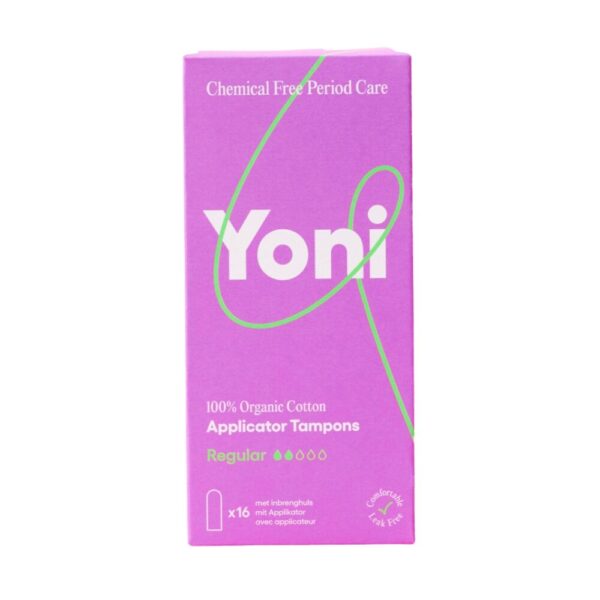 Yoni 100% Luomupuuvilla tamponit asettimella, regular