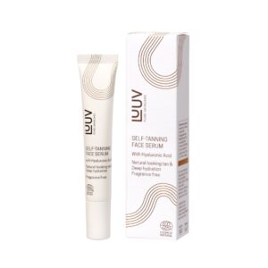 Luuv Self-Tanning Face Serum on tuoksuton itseruskettava seerumi, joka antaa kasvoillesi luonnollisen ja hehkuvan kauniin päivetyksen.