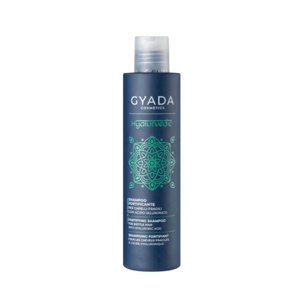 Vahvista ja elvytä hiuksesi Gyada Hyalurvedic vahvistavalla shampoolla! Tämä ayurvedinen shampoo sisältää sarviapilaa, macaa ja cassiaa.