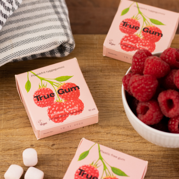 True Gum Luonnollinen Ksylitolipurukumi Vadelma-Vanilja