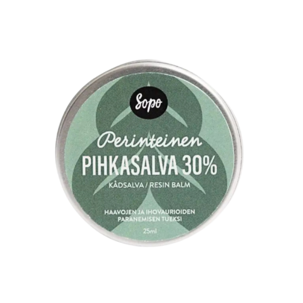 Sopon perinteinen pihkasalva 30% on valmistettu vastuullisesti Lapin kuusenpihkasta