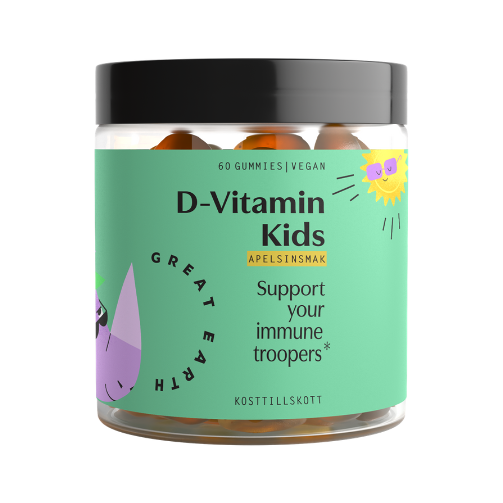 Great Earth D-vitamin Kids on vegaaninen pureskeltava D-vitamiinivalmiste lapsille