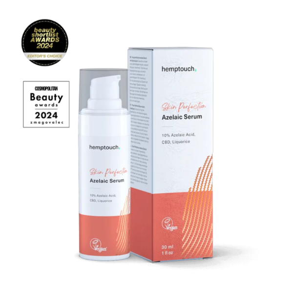 Hemptouch Azelaic Serum on kasvoseerumi, joka sisältää atselaiinihappoa. Ehkäisee hyperpigmentaatiota ja tasoittaa ihon sävyä.
