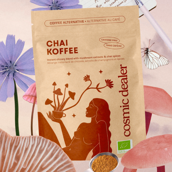 Cosmic Dealer Chai Koffee on luonnollinen vaihtoehto kahville. Sisältää Lion's Mane -sientä.