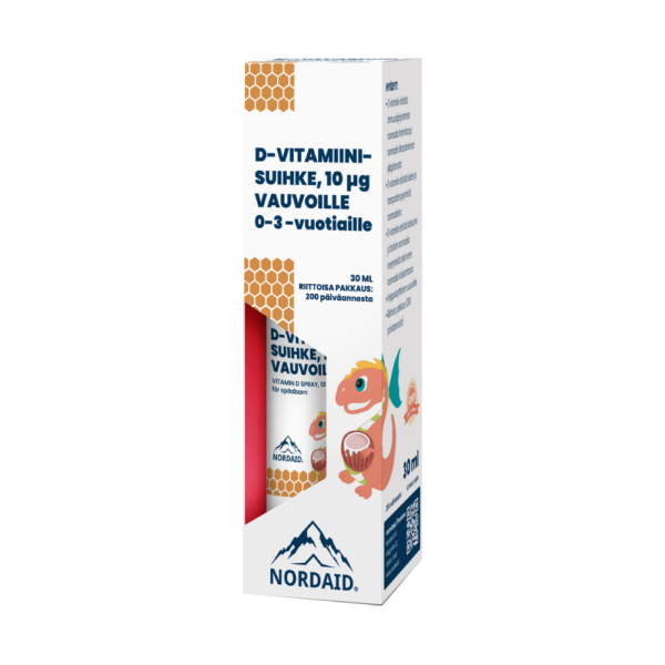 Helppokäyttöinen ja vatsaystävällinen Nordaid D-vitamiini vauvoille ja alle 3-vuotiaille