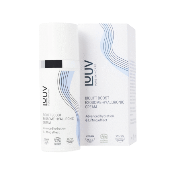 Luuv BioLift Exosome-Hyaluronic Cream on kiinteyttävä eksosomi- ja hyaluronihappovoide joka uudistaa ihoa solutasolla