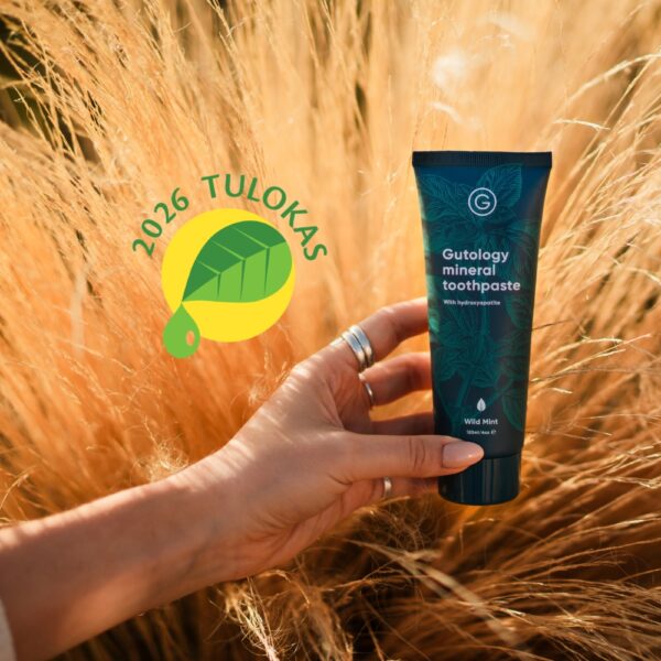 Gutology mineraalihammastahna on hydroksiapatiittia sisältävä luonnollinen ja fluoriton hammastahna. Sisältää hydroksiapatiittia.