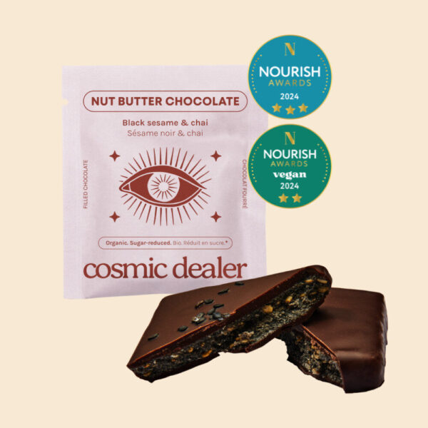 Cosmic Dealer suklaa mustalla seesamilla ja chai-mausteilla