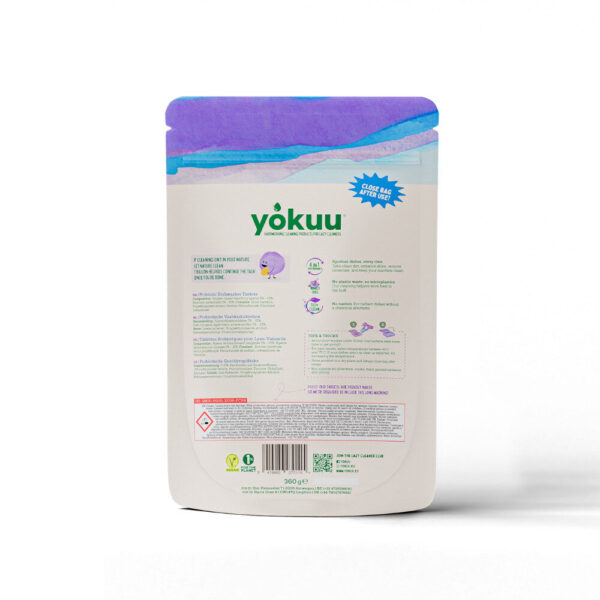 Yokuun probioottiset ja tuoksuttomat tiskikonetabletit pesevät astiat kirkkaan puhtaiksi