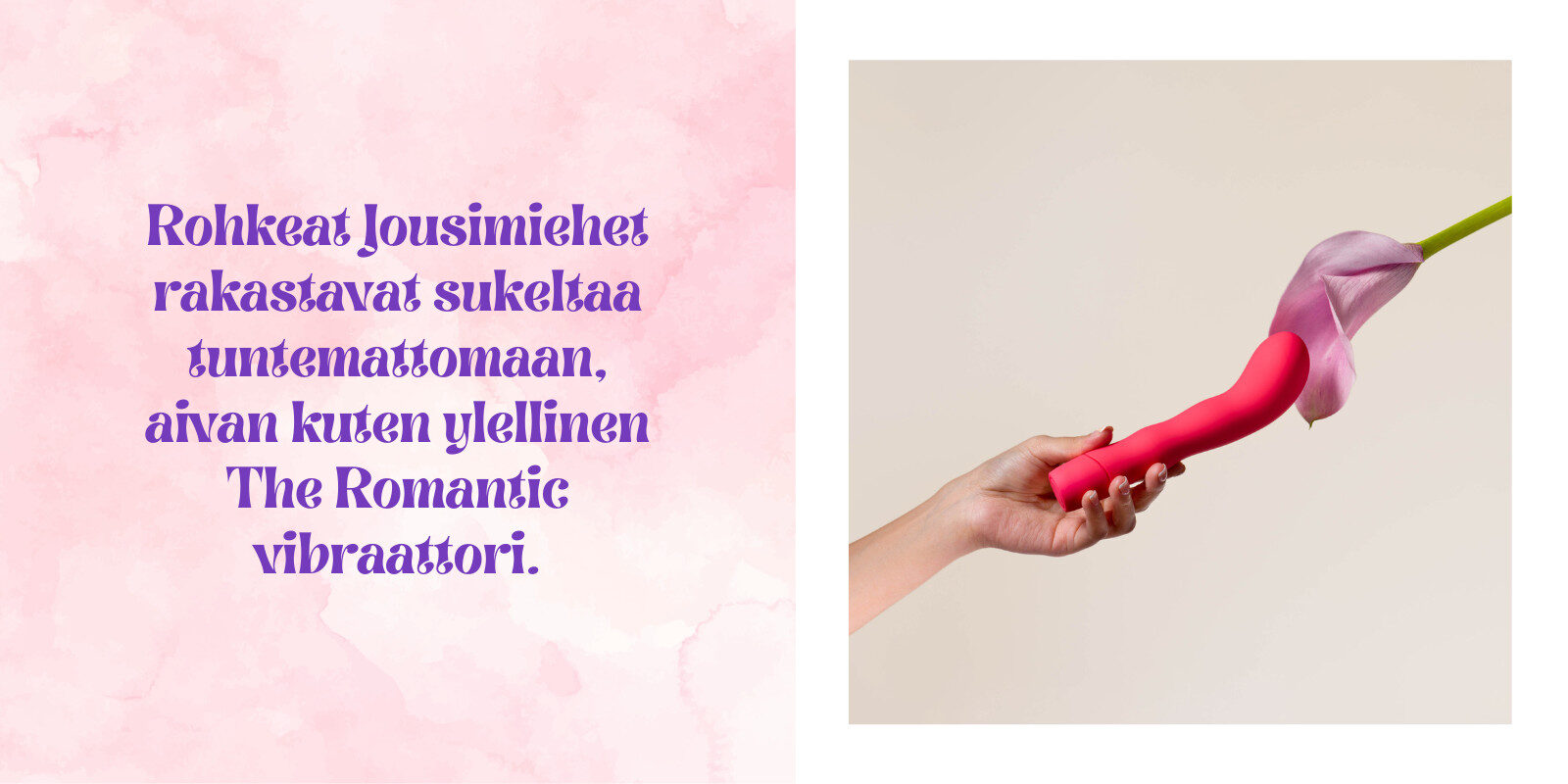 The Romantic -vibraattori, elegantti ja pehmeästi muotoiltu aikuisten hyvinvointituote.