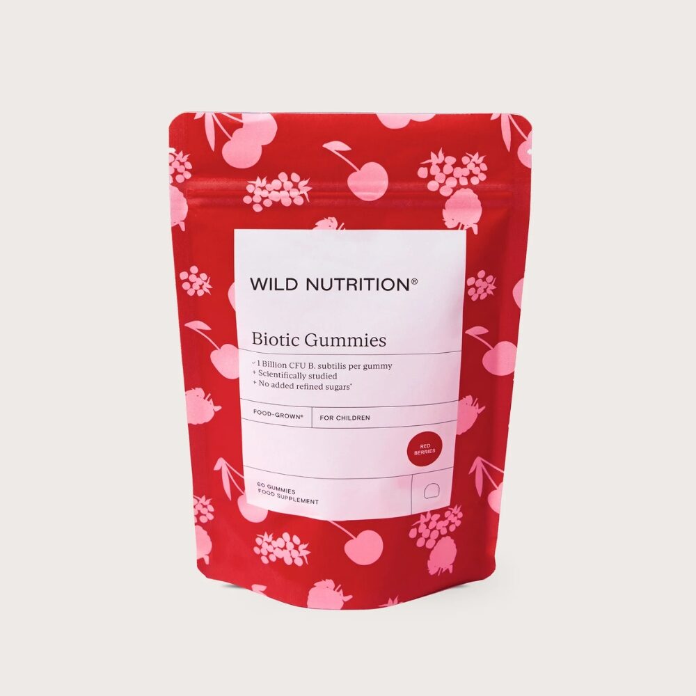 Wild Nutritionin Biotic Gummies on marjaisa pureskeltava maitohappobakteerivalmiste lapsille.