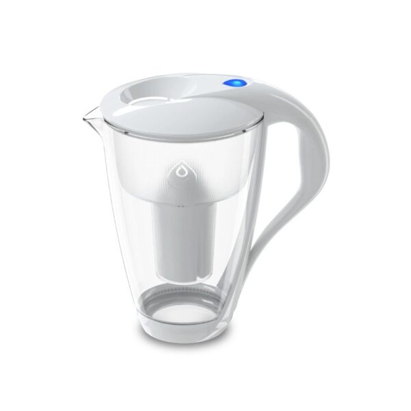 Lasinen juomakannu, joka puhdistaa juomaveden kätevästi ja huokeasti. Pakkaukseen sisältyy Dafi Classic -suodatin.