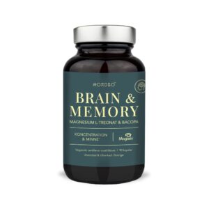 Nordbo Brain & Memory Magnesium on suunniteltu muistin ja keskittymiskyvyn tueksi. Sisältää magnesium L-treonaattia, brahmia ja magnesiumbisglysinaattia.