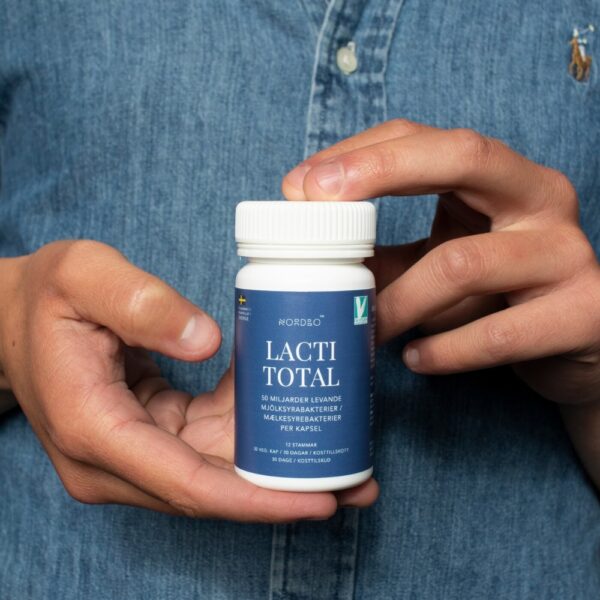 Nordbo LactiTotal on vahva vegaaninen maitohappobakteerivalmiste, jossa on 50 miljardia elävää bakteeria 12 kannasta.