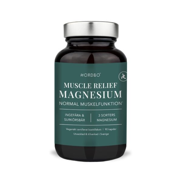 Nordbo Muscle Relief Magnesium on kehitetty tukemaan lihasten palautumista. Sisältää kolmea vatsaystävällistä magnesiumin muotoa. Vegaaninen valmiste.