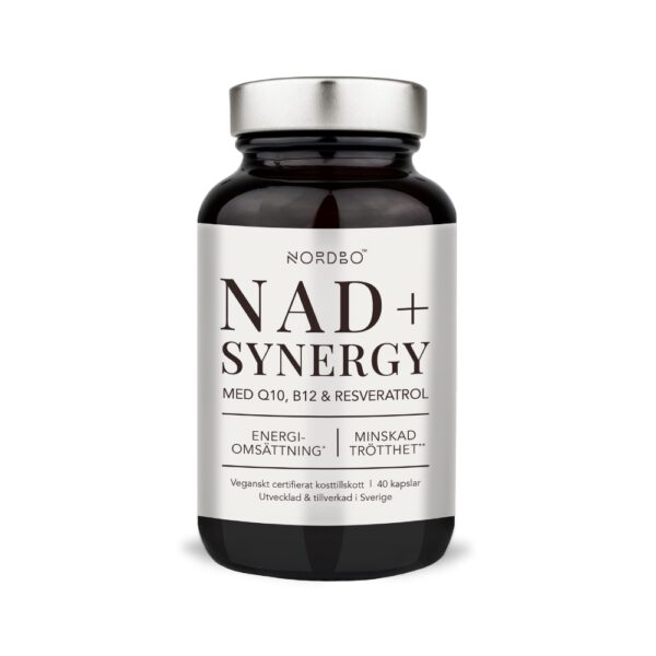 Terveen ikääntymisen tueksi! Nordbo NAD+ Synergy on yli 35-vuotiaille kehitetty synerginen ravintolisä, joka sisältää biologisesti aktiivista niasiinia, ubikinonia, B12-vitamiinia ja resveratrolia.