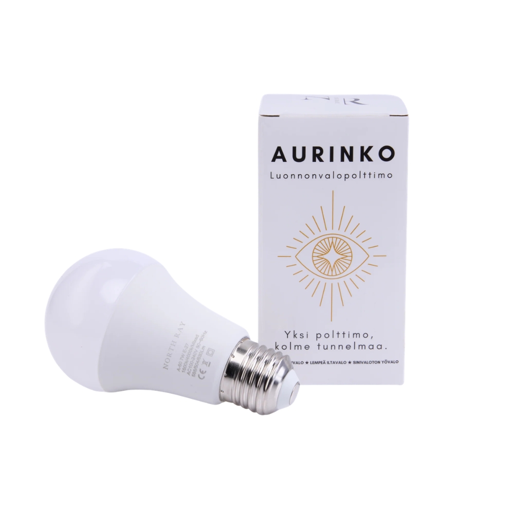 Aurinko luonnonvalopolttimessa on kolme valotilaa: kirkas päivänvalo, lempeä iltavalo ja täysin sinivaloton yövalo. Ei vilkkumista tai EMF-kuormitusta.