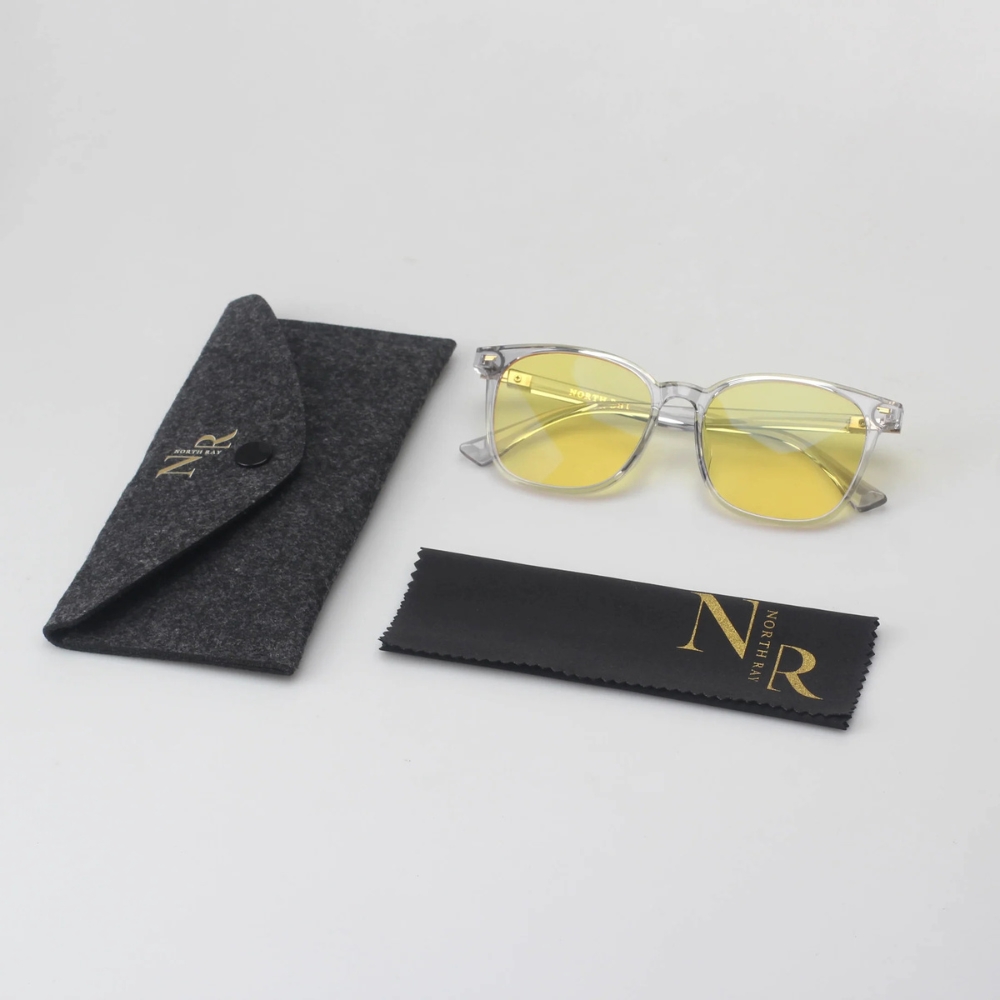 North Ray Kide päivälasit suodattavat keinotekoista sinivaloa ja lisäävät katselumukavuutta ruudulla. Klassinen kirkas kehys metalliyksityiskohdilla.