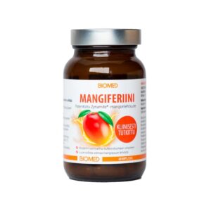 Biomed Mangiferiini sisältää patentoitua Zynamite®-mangonlehtiuutetta. Kasvipohjainen ja kofeiiniton vaihtoehto opiskeluun, työhön ja treeniin.