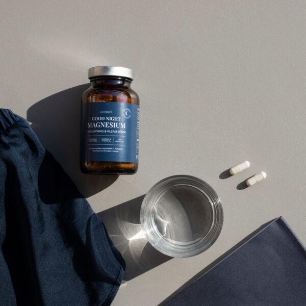 Nordbo Good Night Magnesium on suunniteltu tukemaan rentoutumista ja rauhallista unta. Magnesiumbisglysinaattia, rentouttavaa kamomillaa ja B6-vitamiinia.