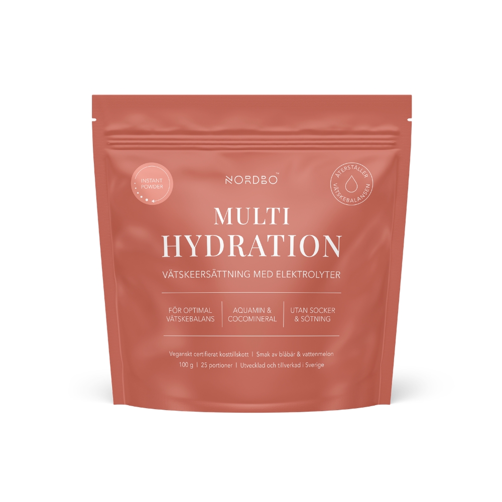 Luonnollista nesteytystä arkeen ja aktiivisuuteen! Nordbo Multi Hydration sisältää kookosvesijauhetta, Himalajan suolaa ja magnesiumia.