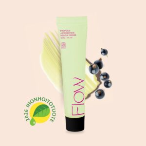 Flow Cosmetics Propolis & Probiotics Rescue Cream on täyteläinen erikoisvoide, joka rauhoittaa kuivuuden ja kiristyksen tunnetta sekä tukee ihon luonnollista suojamuuria.