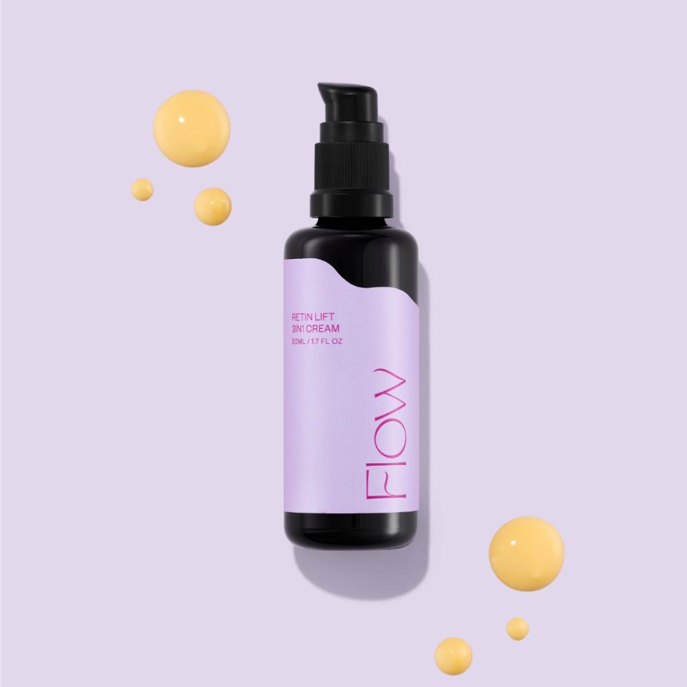 Flow Cosmeticsin Retin Lift 3-in-1 Cream on syväkosteuttava ja uudistava 3-in-1 -kasvovoide ikääntyvälle iholle. Kotimaista luonnonkosmetiikkaa.