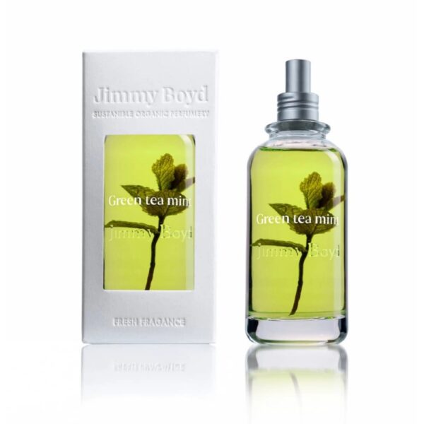 Jimmy Boyd Green Tea & Mint on raikas tuoksuvesi, jossa vihreän teen hienostunut pehmeys yhdistyy mintun viileyteen. Luonnollinen ja vegaaninen tuoksu.