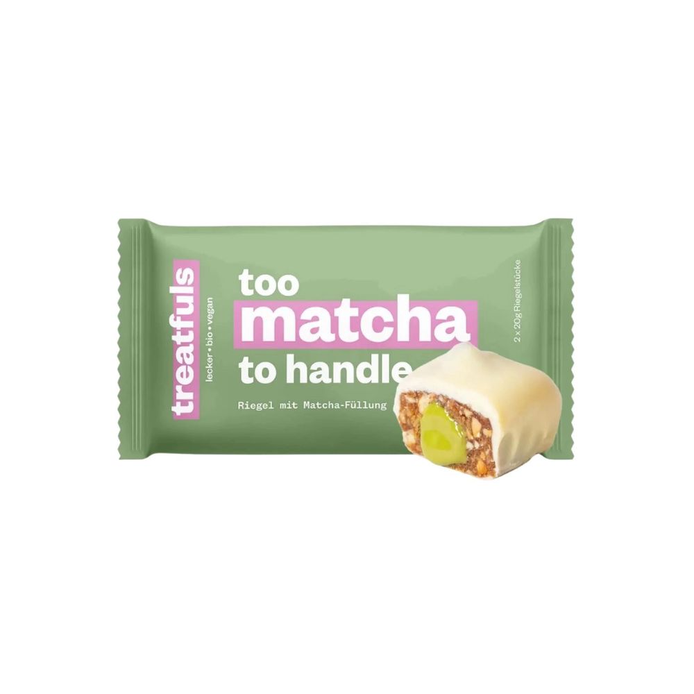 Treatfuls too matcha to handle tuo matcha-Latten välipalaksi yhdistettynä pähkinään sekä herkulliseen kuorrutukseen.
