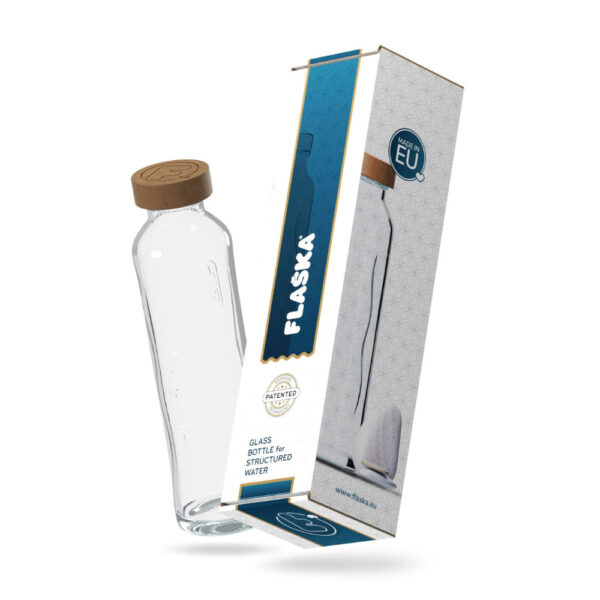 Flaska Pure on ajattoman kaunis juomapullo. Glass & Vibe -teknologia strukturoi veden rakenteen lähdevettä muistuttavaksi.