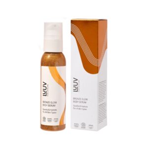 LUUV Shimmering Dry Oil Bronze on aloe vera -pohjainen porkkanakuivaöljy, joka kosteuttaa ihoa ja antaa sille lämpimän, hehkuvan sävyn