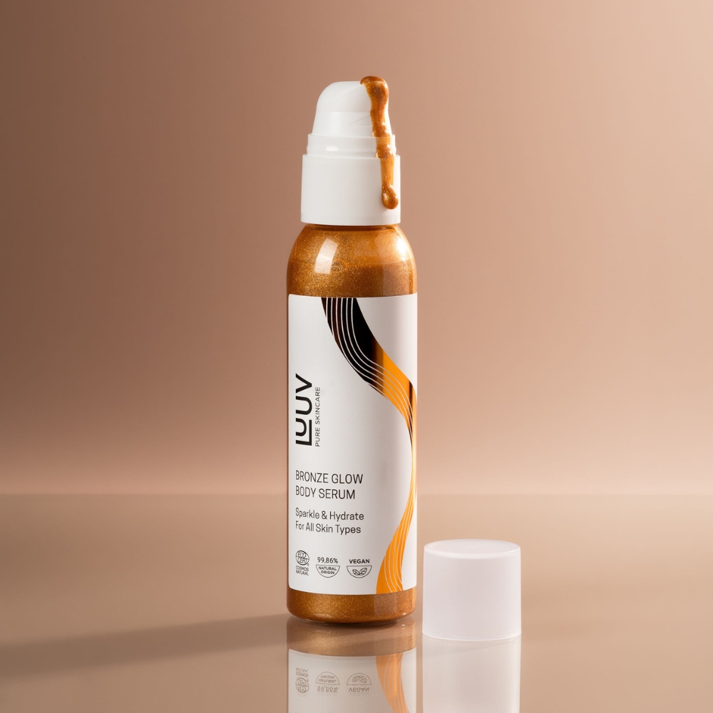 LUUV Shimmering Dry Oil Bronze on aloe vera -pohjainen porkkanakuivaöljy, joka kosteuttaa ihoa ja antaa sille lämpimän, hehkuvan sävyn