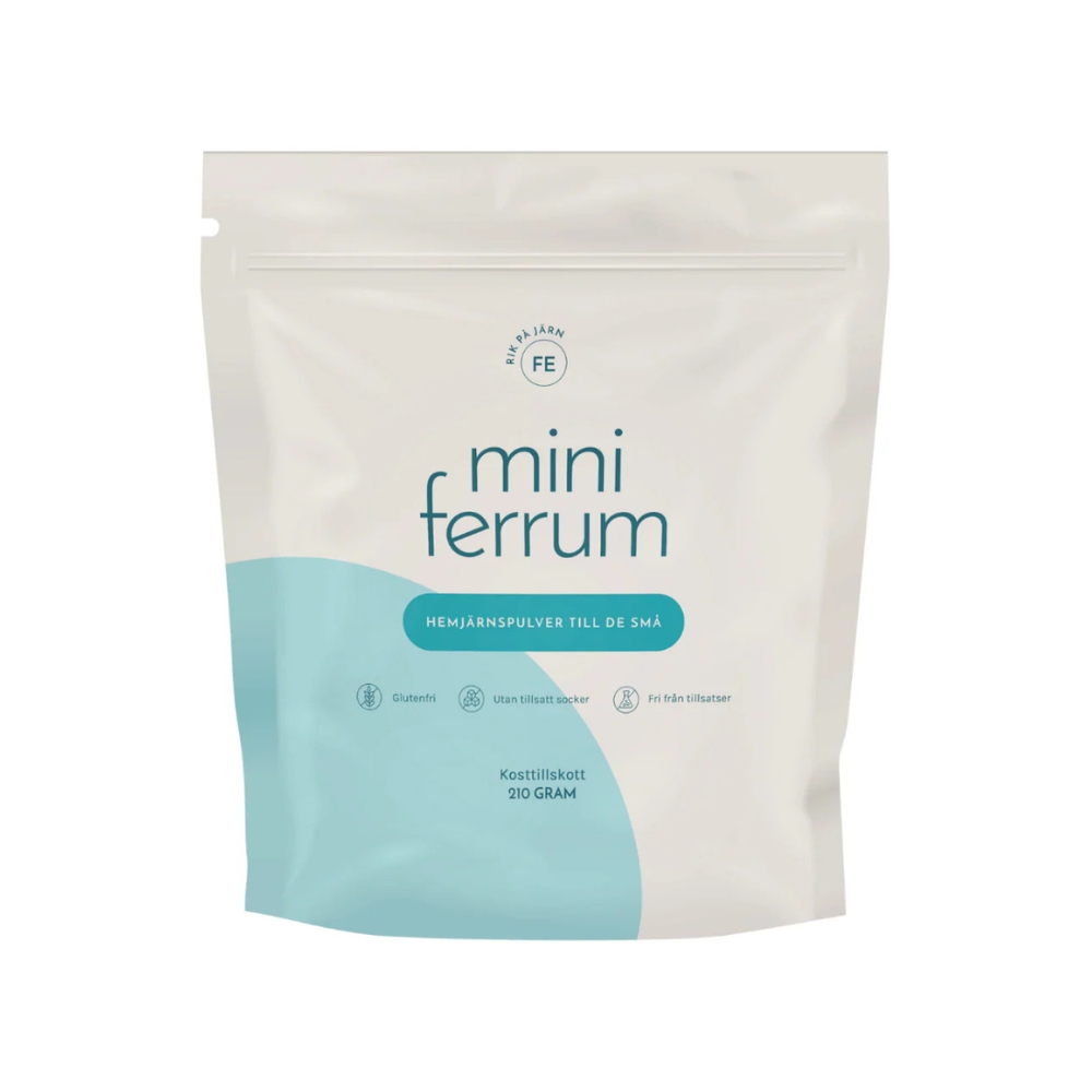 Mini Ferrum on lapsille kehitetty hemirautajauhe, joka sisältää 100 % luonnollista, naudasta peräisin olevaa hemirautaa. Helppo lisätä lapsen aterioihin!