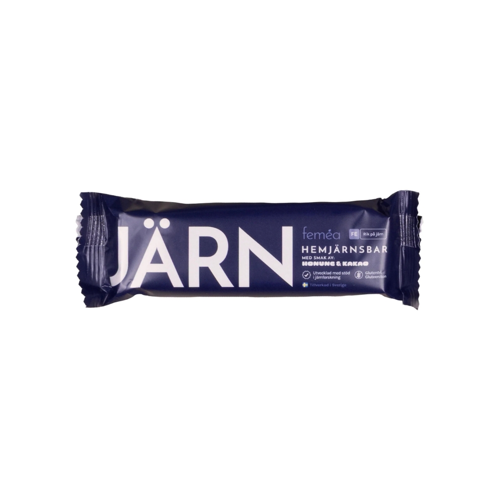 Herkullinen hemirautapatukka arjen raudansaannin tueksi! Feméan patukka sisältää luonnollista, naudasta peräisin olevaa hemirautaa.