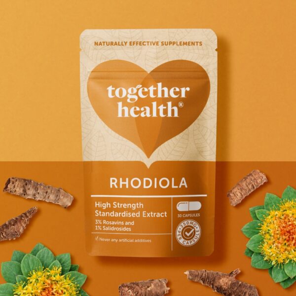 Together Health Rhodiola on vahva, stadardoitu ruusujuuriuute vireyden, jaksamisen ja keskittymisen tueksi