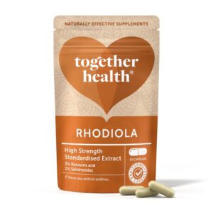 Together Health Rhodiola on vahva, stadardoitu ruusujuuriuute vireyden, jaksamisen ja keskittymisen tueksi