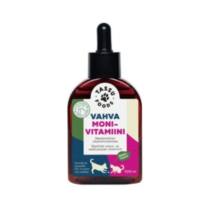 Tassu Foods Vahva Monivitamiini on nestemäinen vitamiinivalmiste koirille ja kissoille. Monipuolinen koostumus sisältää rasva- ja vesiliukoisia vitamiineja.