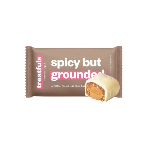 Treatfuls Spicy but grounded mausteinen väipala on täynnä hyvää energiaa pähkinöistä sekä lämmittävää chai-makua.
