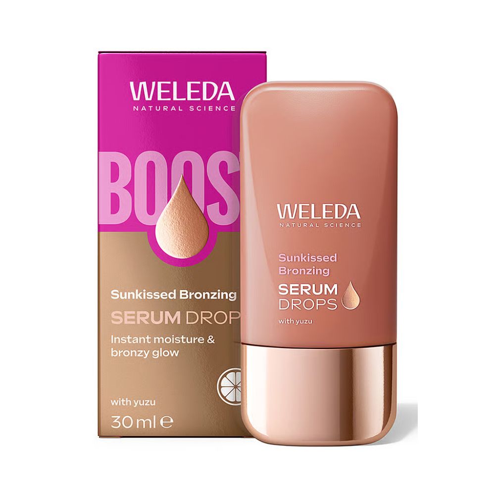 Weleda Sunkissed Bronzing Booster kasvoseerumi antaa iholle luonnollisen päivettyneen sävyn mineraalipigmenttien avulla. Vegaaninen ja NATRUE-sertifioitu.