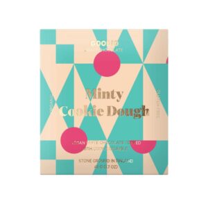 Goodio Minty Cookie Dough on vegaaninen luomuvalkosuklaa, jossa kohtaavat raikas piparminttu ja karamellimainen makeus. Gluteeniton ja käsintehty Suomessa.